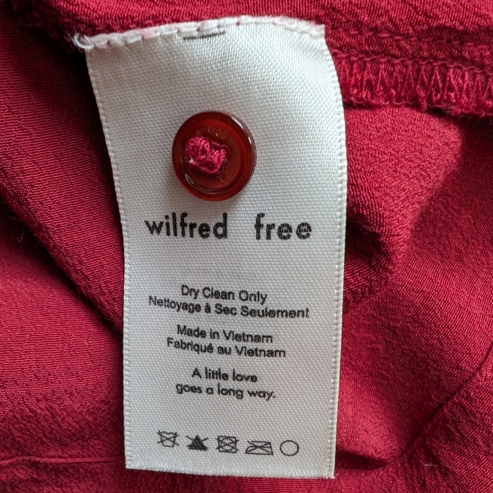 Aritzia Wilfred Free Blouse Women XS Red Button Down - Picture 10 of 11